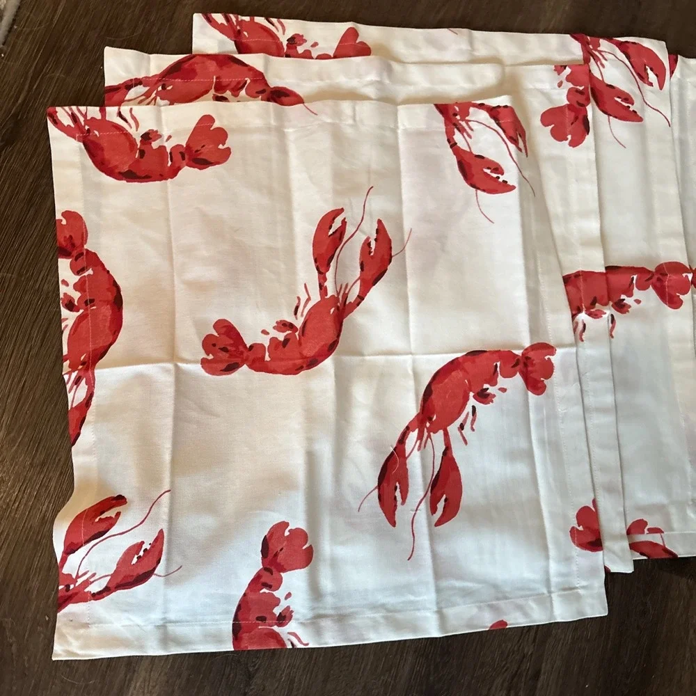 Kate Spade Lobster Fete Cotton 4 Napkins 2 Placements MINT New England Summer